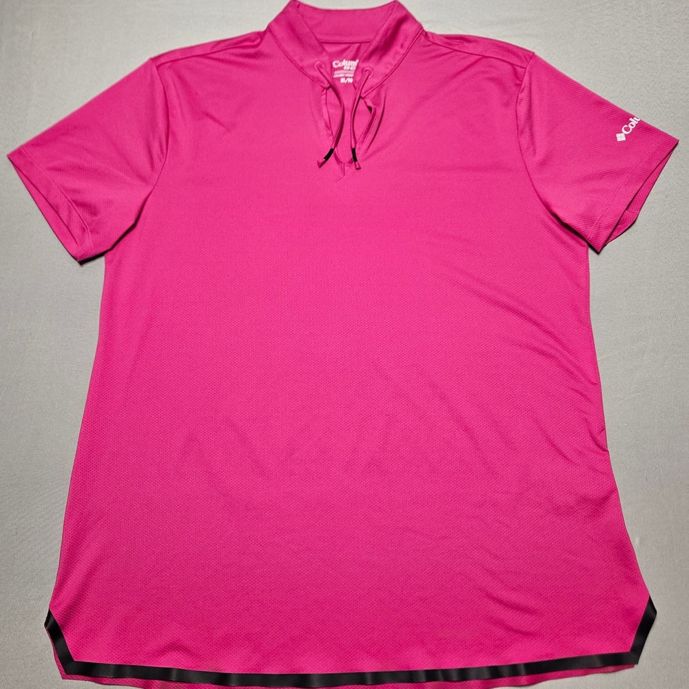Columbia Golf Omni-Wick Grain Polo Womens XL Pink Lace Up Short Sleeve 21S02WP